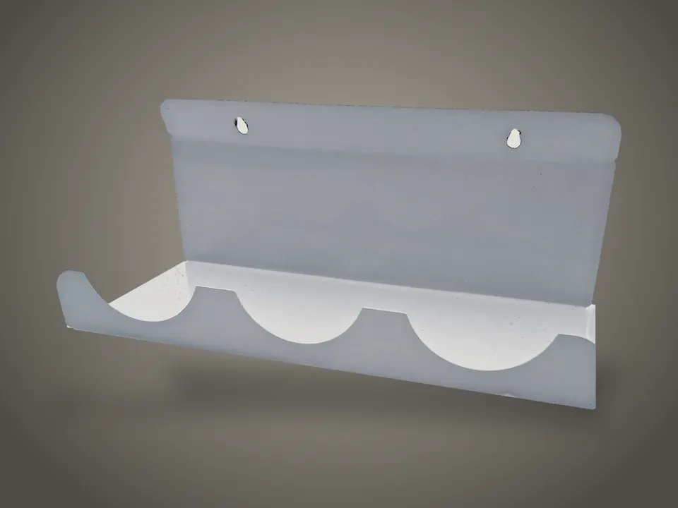 A single white Triad rack with three scalloped stations.